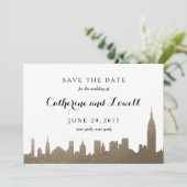 New York Skyline Faux Gold Save the Date (Staand voorkant)