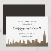 New York Skyline Faux Gold Save the Date (Voorkant / Achterkant)