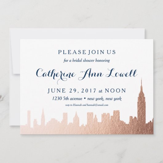 New York Skyline Faux Roos Goud Vrijgezellenfeest Kaart (Voorkant)