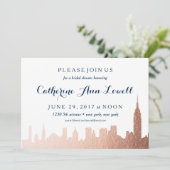 New York Skyline Faux Roos Goud Vrijgezellenfeest Kaart (Staand voorkant)