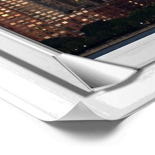 New York Skyline Faux Window Uitzicht met lijntjes Poster (Hoek)