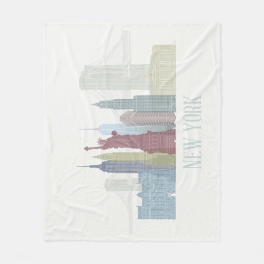 New York Skyline Fleece Deken (Voorkant)