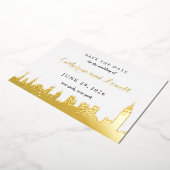 New York Skyline Gold Foil Save the Date Folie Uitnodiging (Gedraaid)