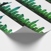 New York Skyline Green Big Apple Modern City Cadeaupapier (Hoek)