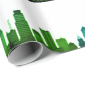 New York Skyline Green Big Apple Modern City Cadeaupapier (Rol Hoek)