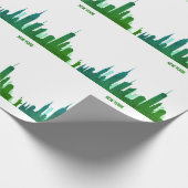 New York Skyline Green Big Apple Modern City Cadeaupapier (Hoek)