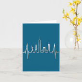 New York Skyline Heartbeat Love Statue Of Liberty  Kaart (Gele Bloem)