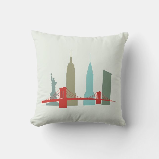New York Skyline, historische Landmark Architectur Kussen (Voorkant)