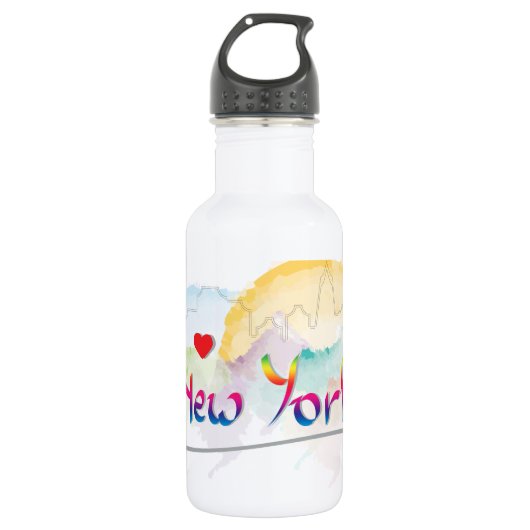 New York Skyline "Ik hou van je" Waterfles (Voorkant)