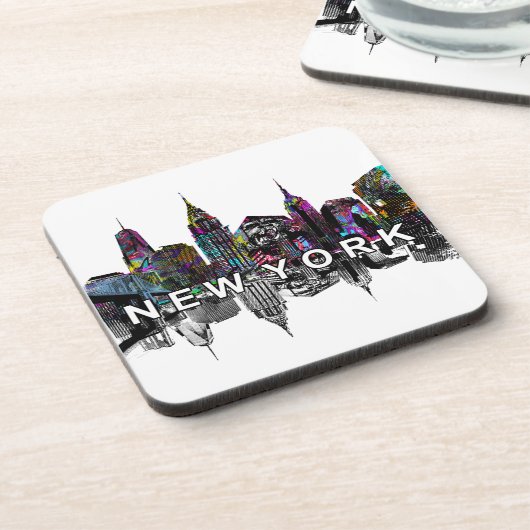 New York skyline in graffiti Beverage Coaster Bier Onderzetter (Linkerzijde)