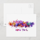 New York skyline in waterverf Briefkaart (Voorkant / Achterkant)