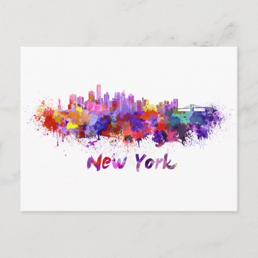 New York skyline in waterverf Briefkaart (Voorkant)