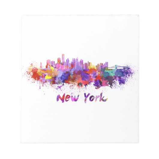 New York skyline in waterverf Notitieblok (Voorkant)