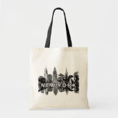 New York skyline in zwarte inkt Tote Bag (Voorkant)