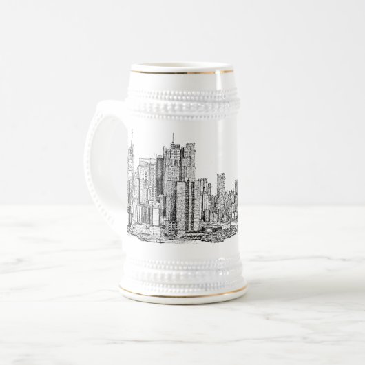 New York skyline inkt bier stein Bierpul (Voorkant links)