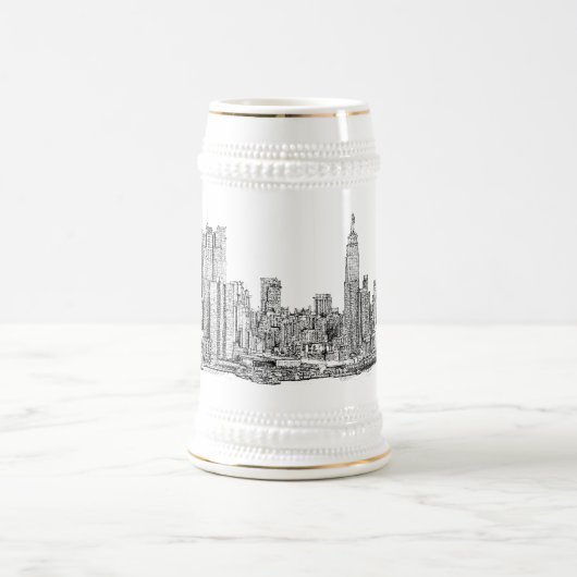 New York skyline inkt bier stein Bierpul (Center)