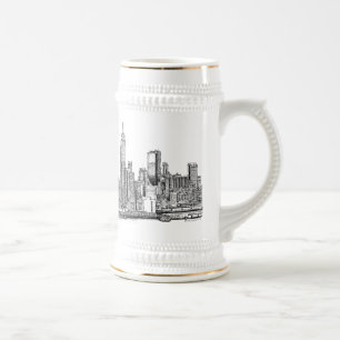 New York skyline inkt bier stein Bierpul