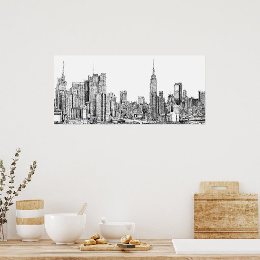 New York skyline inkt poster (Keuken)