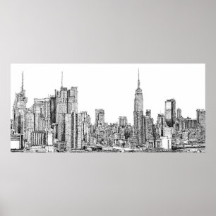 New York skyline inkt poster