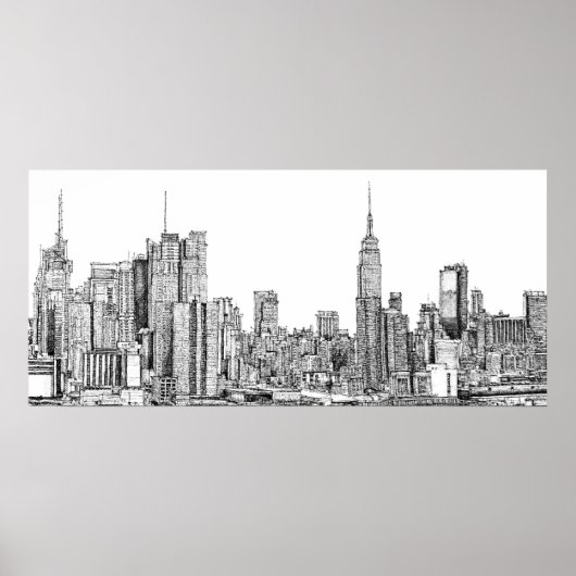 New York skyline inkt poster (Voorkant)