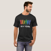 New York Skyline LGBT Pride Rainbow T-Shirt (Voorkant volledig)