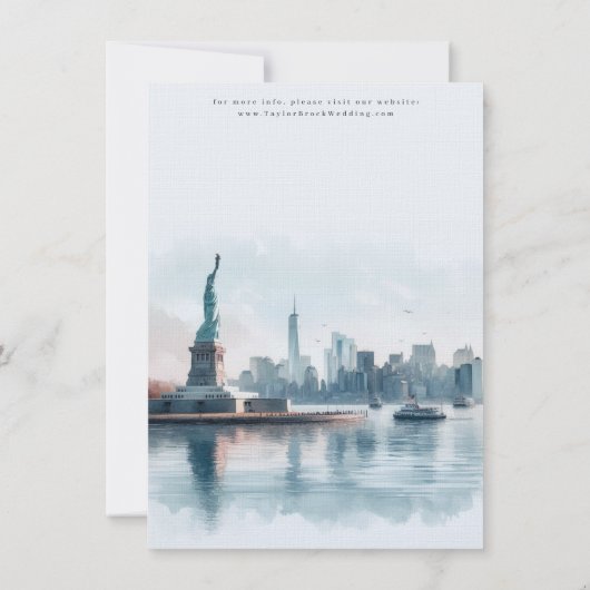 New York Skyline Liberty Wedding Bewaar de datum Save The Date (Achterkant)