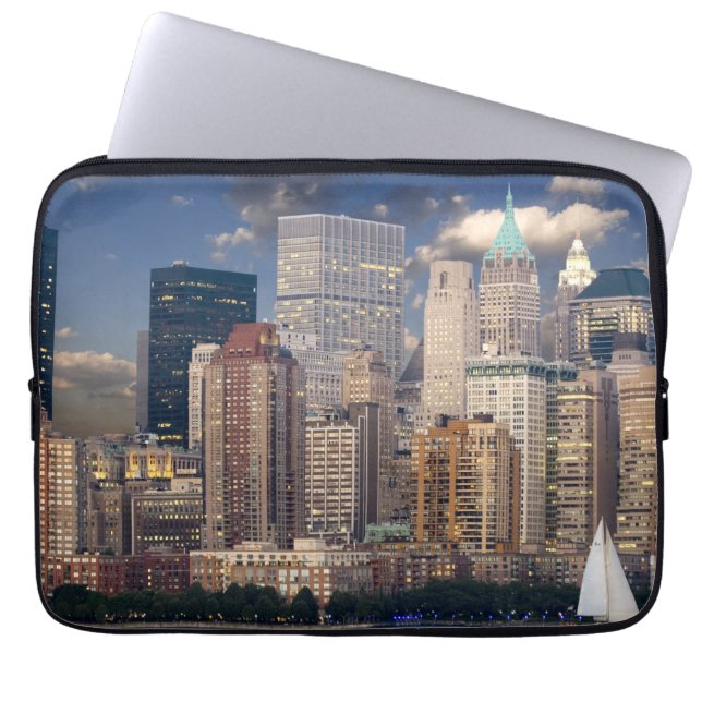New York Skyline Manhattan Hudson Laptop Sleeve (Voorkant)
