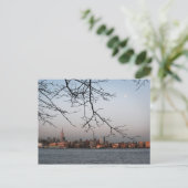 New York Skyline met Moon Briefkaart (Staand voorkant)