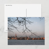New York Skyline met Moon Briefkaart (Voorkant / Achterkant)