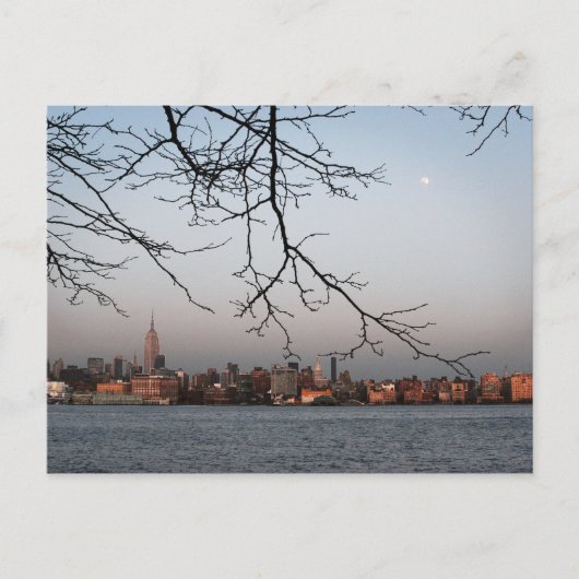 New York Skyline met Moon Briefkaart (Voorkant)