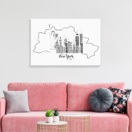 New York Skyline Minimalist Stretched Canva Art Canvas Afdruk