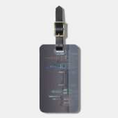 New York Skyline Night Reflections Bagagelabel (Voorkant verticaal)