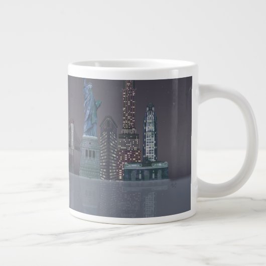 New York Skyline Night Reflections Grote Koffiekop (Rechts)