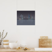 New York Skyline Night Reflections Poster (Keuken)