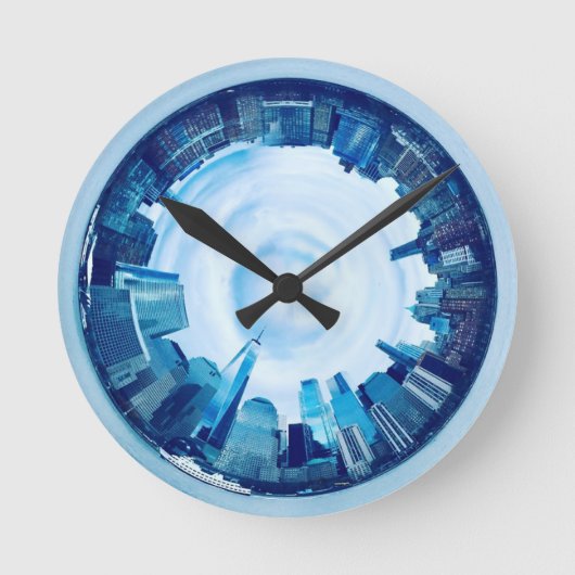 new york skyline of skyscrapers in round clock ronde klok (Voorkant)