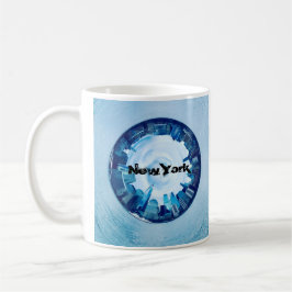 new york skyline of skyscrapers in round cup mug koffiemok