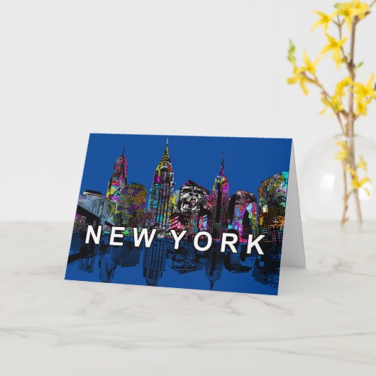 New York skyline op graffiti Kaart (Gele Bloem)