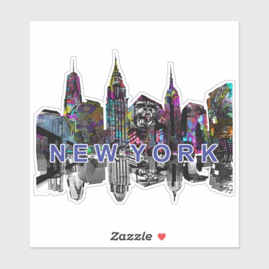 New York skyline op graffiti Sticker (Vel)