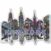 New York skyline op graffiti Sticker (Voorkant)