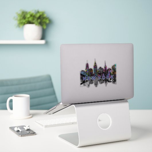 New York skyline op graffiti Sticker (Laptop op bureau)