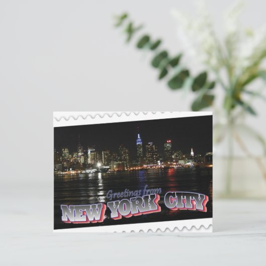 New York Skyline op Night Empire State Briefkaart (Staand voorkant)