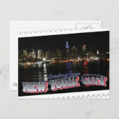 New York Skyline op Night Empire State Briefkaart (Voorkant / Achterkant)