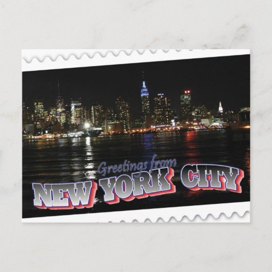 New York Skyline op Night Empire State Briefkaart (Voorkant)