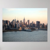 New York Skyline op zonsondergang Poster (Voorkant)