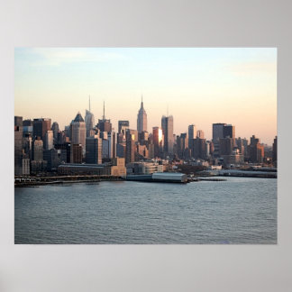 New York Skyline op zonsondergang Poster