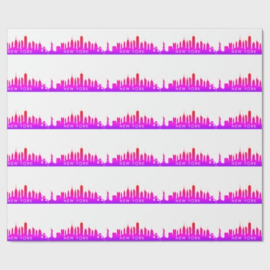 New York Skyline Pink Big Apple Modern City Cadeaupapier (Vlak)