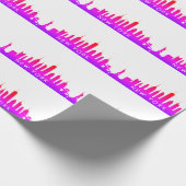 New York Skyline Pink Big Apple Modern City Cadeaupapier (Hoek)