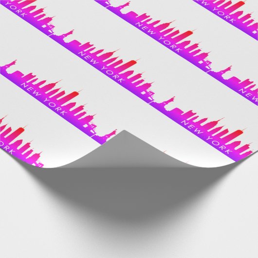 New York Skyline Pink Big Apple Modern City Cadeaupapier (Hoek)