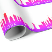 New York Skyline Pink Big Apple Modern City Cadeaupapier (Rol Hoek)
