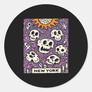 New york skyline punk grunge vintage retro graffit ronde sticker